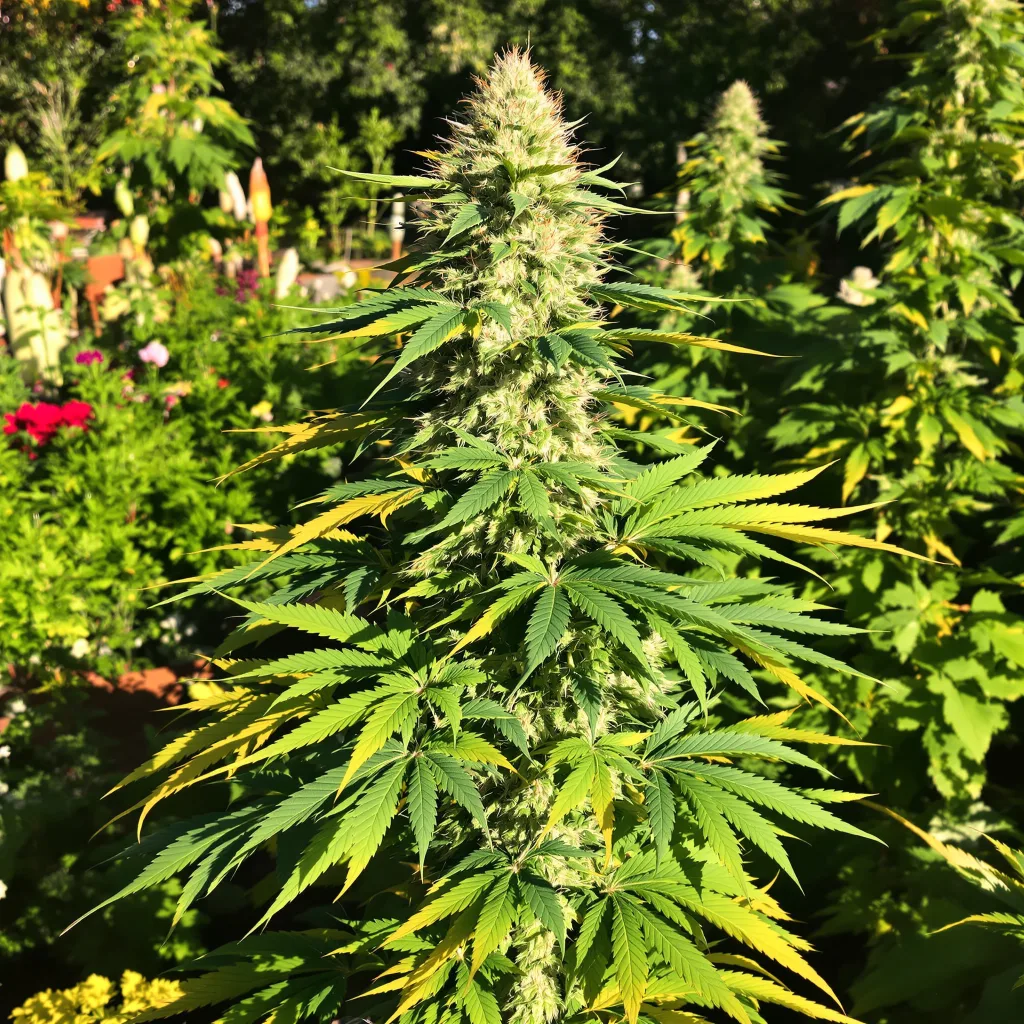 Tutti Frutti 44% indica / 56% sativa flower with visible trichomes