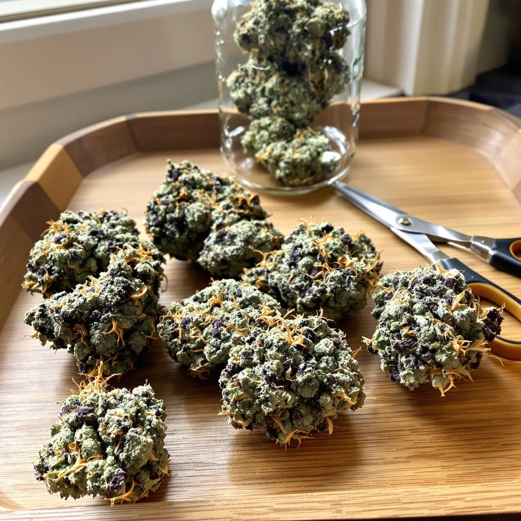 Valley Ghash 42% indica / 58% sativa flower with visible trichomes