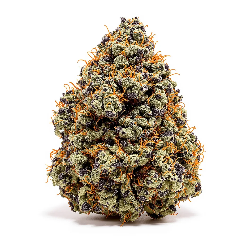Violator Kush 78% indica / 22% sativa flower with visible trichomes