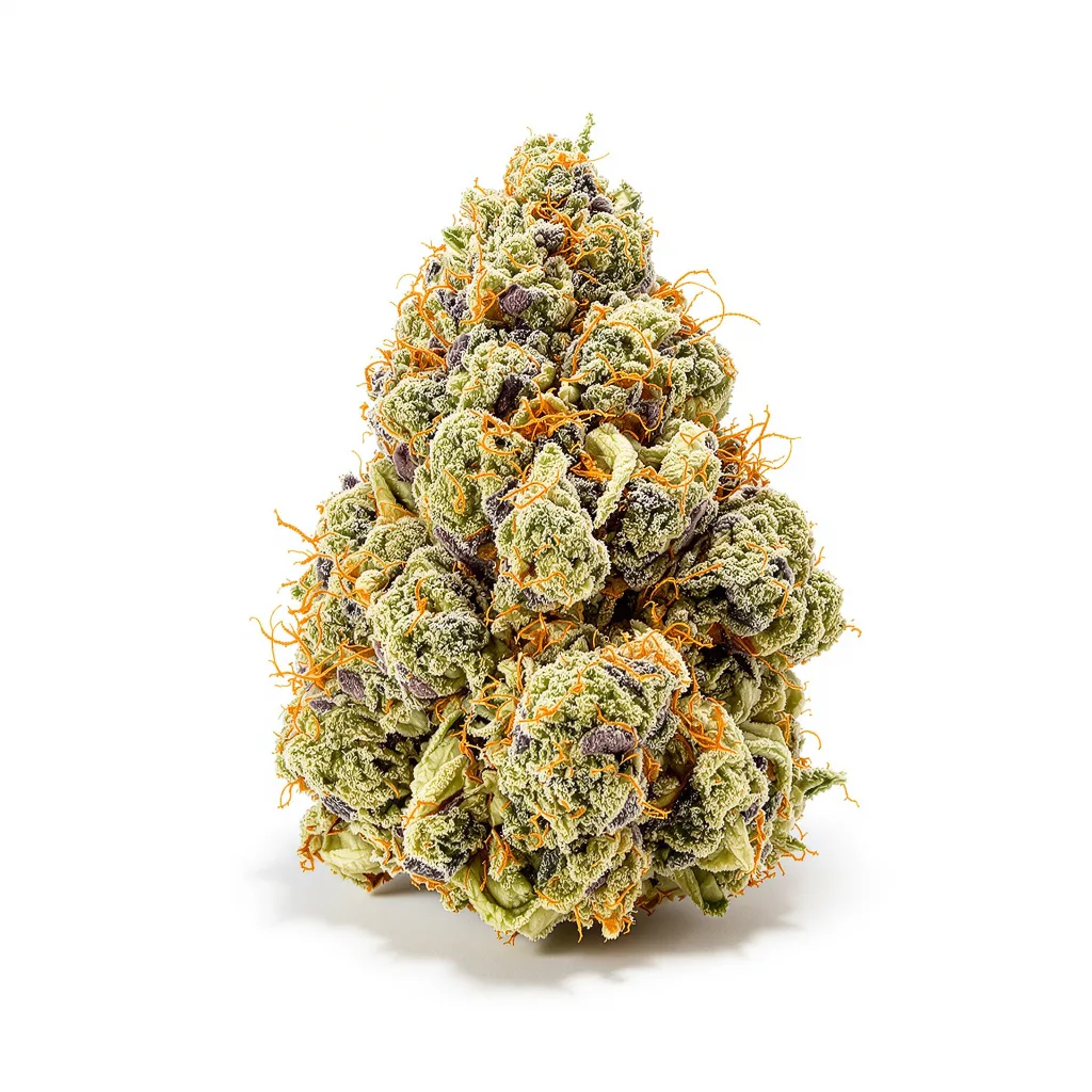 Wedding Cake 60% indica / 40% sativa flower with visible trichomes