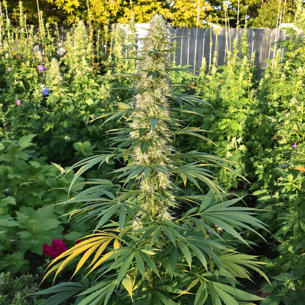 White Buffalo 22% indica / 78% sativa flower with visible trichomes
