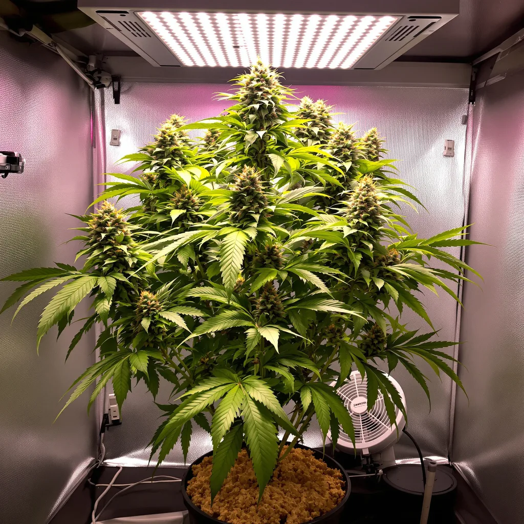 White Fire 43 cannabis plant in flowering stage — 90-120 cm. Medium autoflower