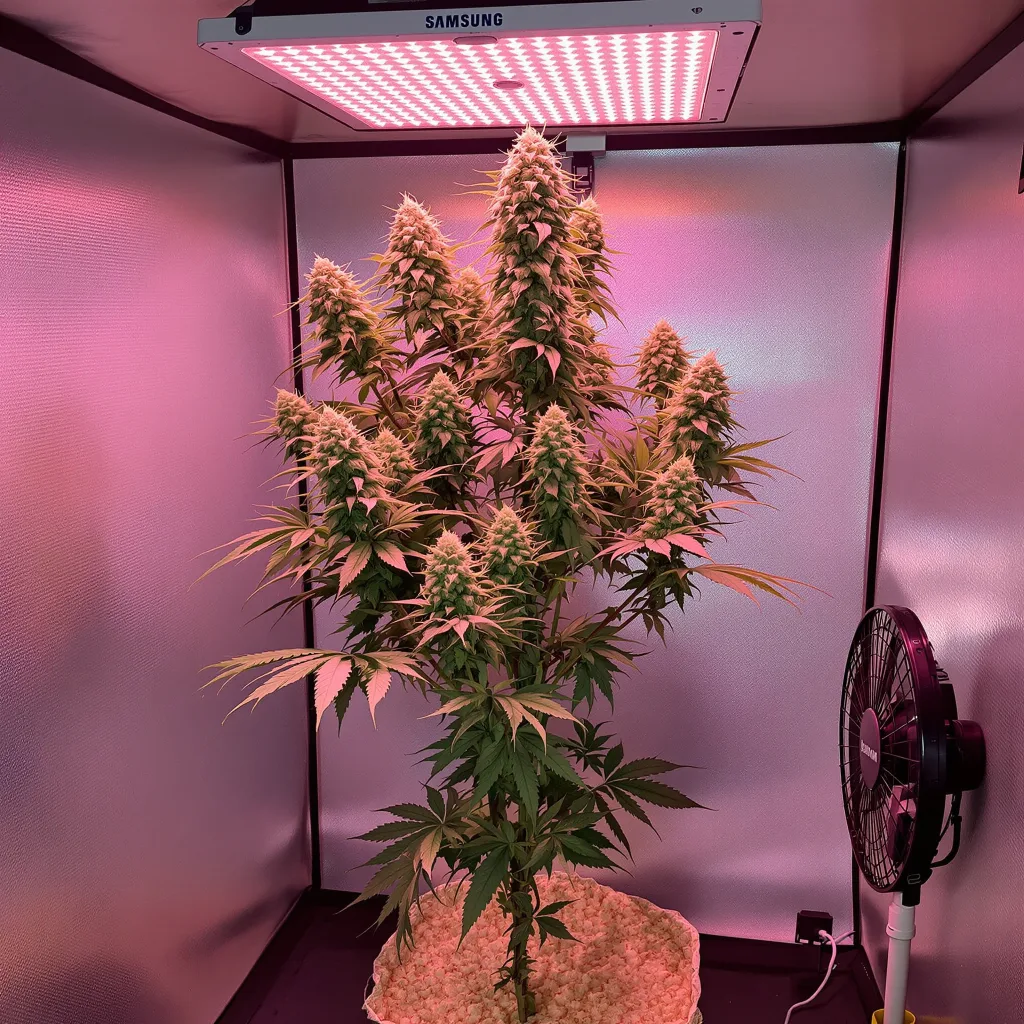 White Fire OG cannabis plant in flowering stage — 80–120 cm autoflower