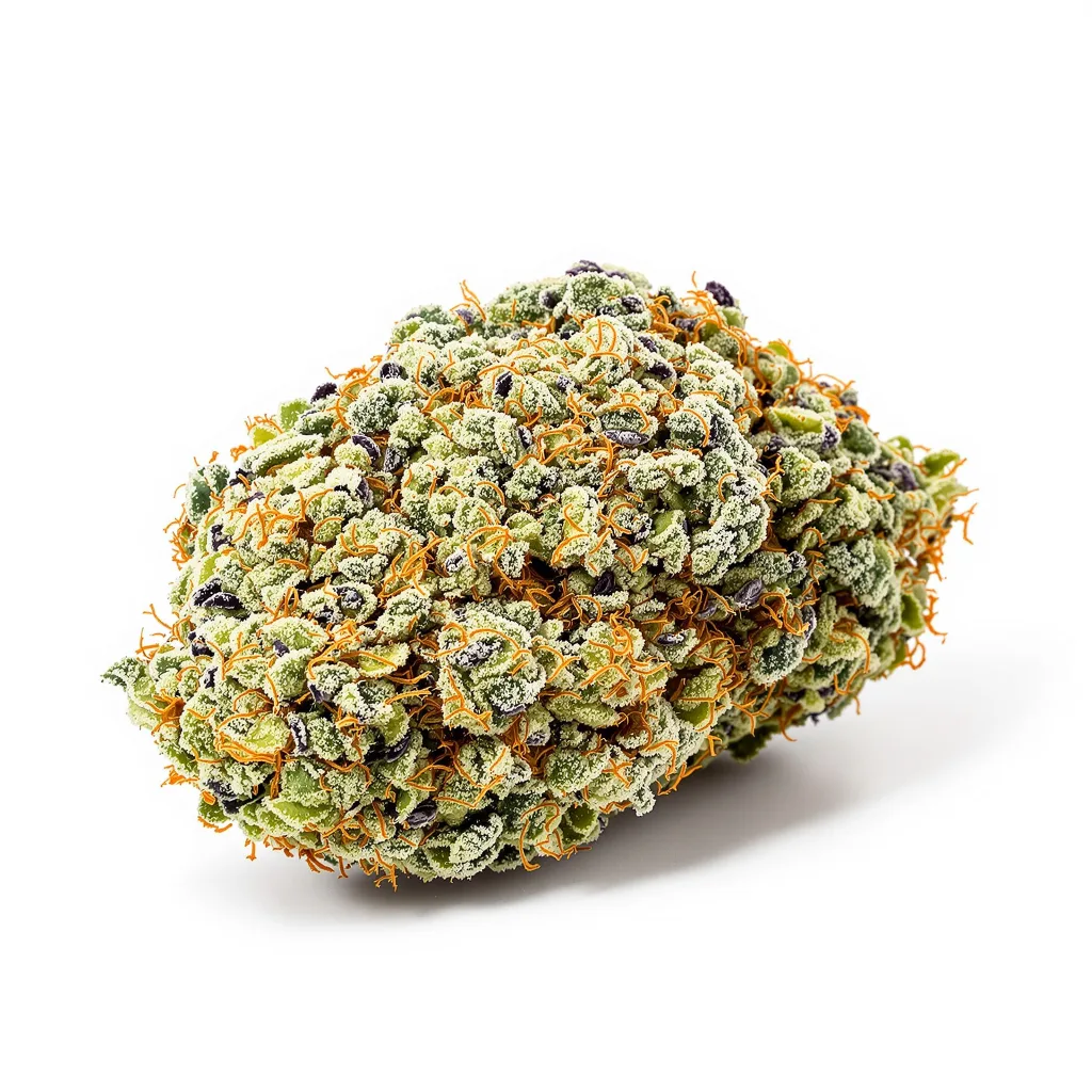 White Gold 67% indica / 33% sativa flower with visible trichomes