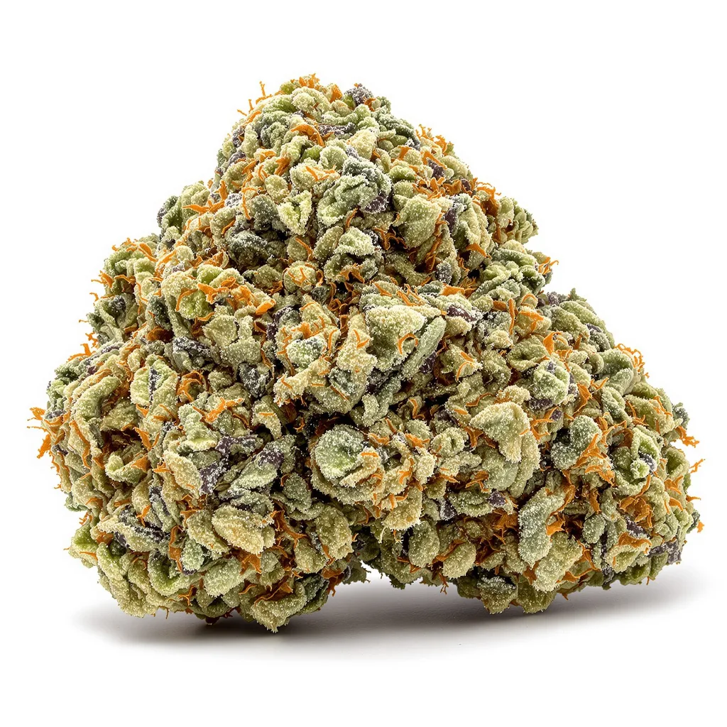 White Gold 67% indica / 33% sativa flower with visible trichomes