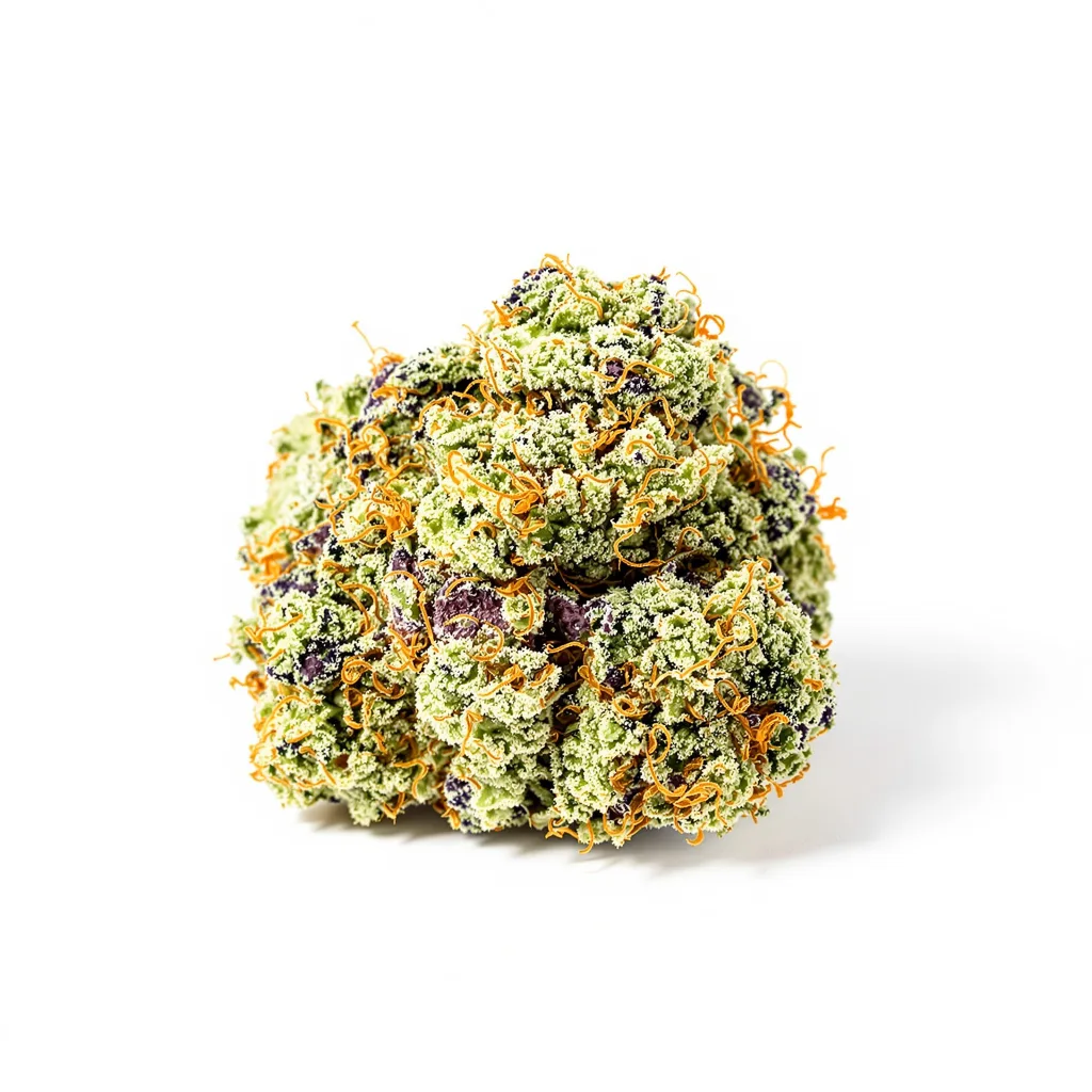 White Lightning 56% indica / 44% sativa flower with visible trichomes