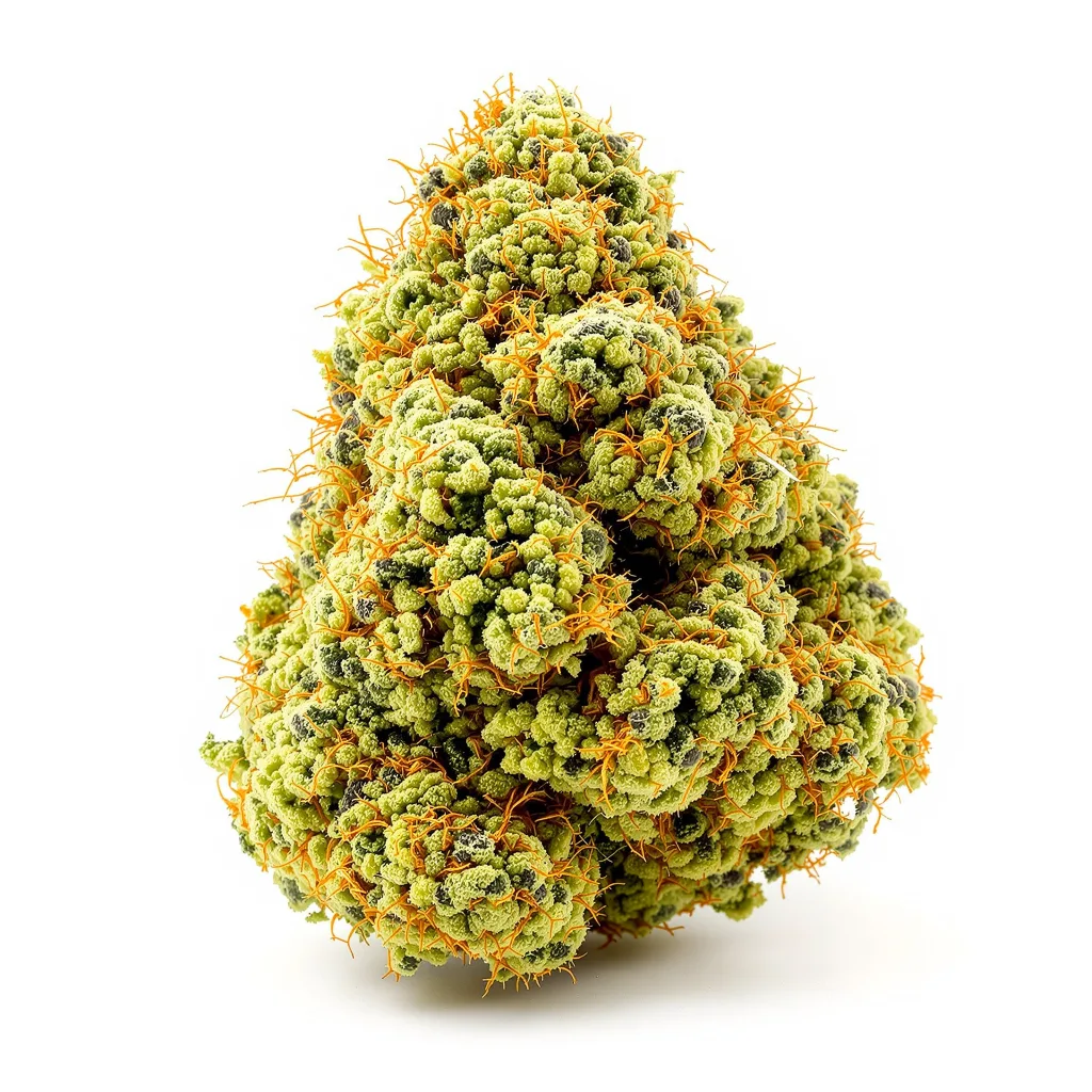 White Nightmare 22% indica / 78% sativa flower with visible trichomes