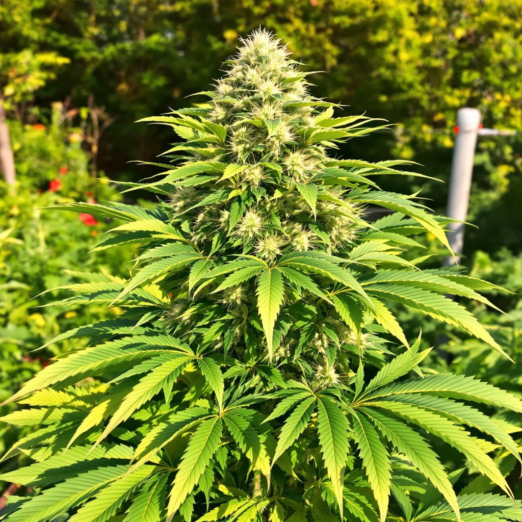 White Rhino 64% indica / 36% sativa flower with visible trichomes