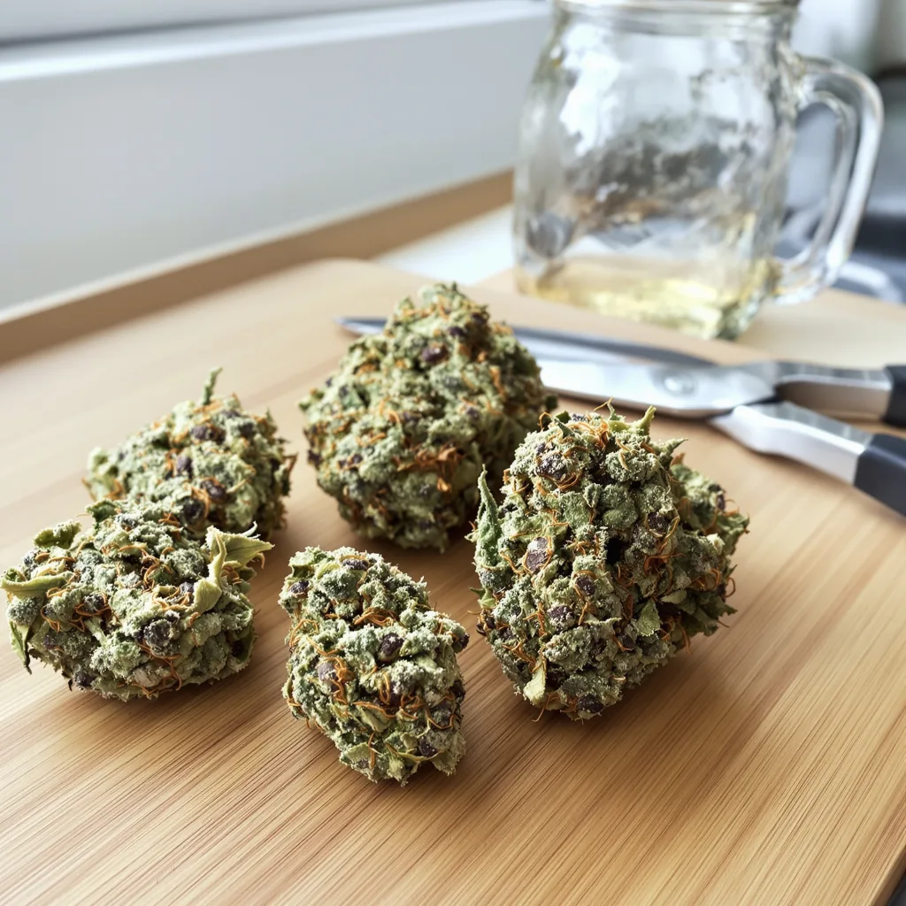 White Widow 56% indica / 44% sativa flower with visible trichomes