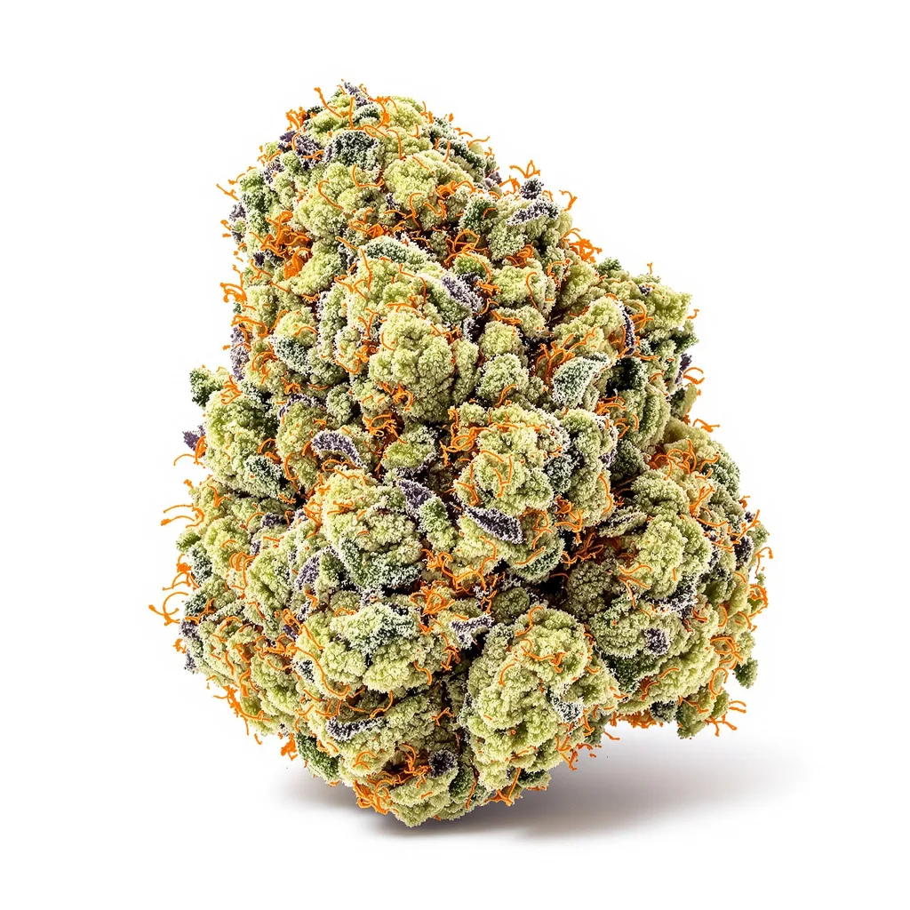 White Widow 56% indica / 44% sativa flower with visible trichomes