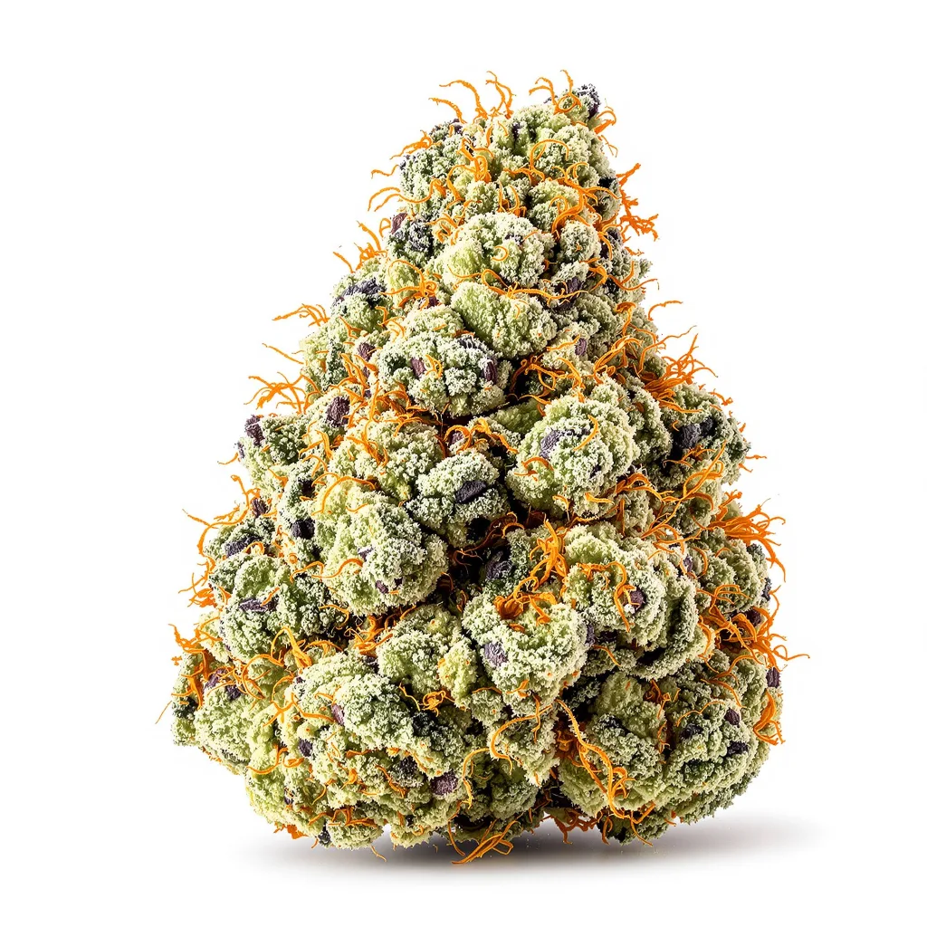 WTF 47% indica / 53% sativa flower with visible trichomes